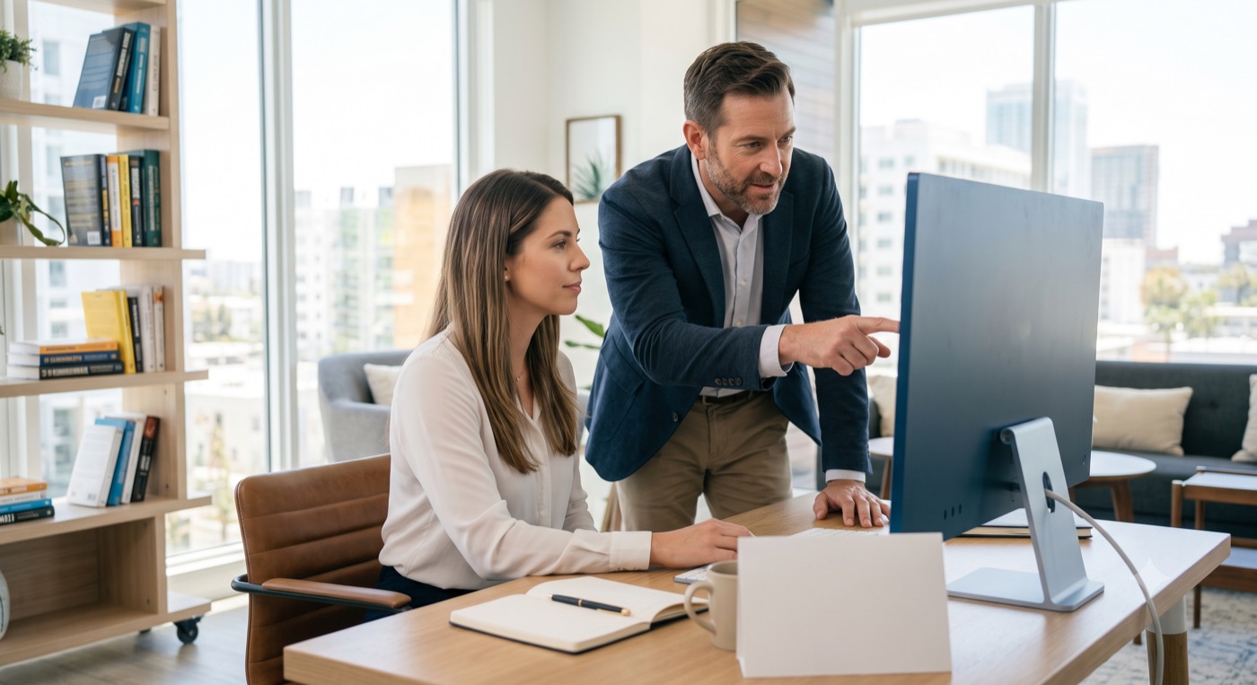 Mentor personal guiando a un nuevo vendedor de Amazon paso a paso